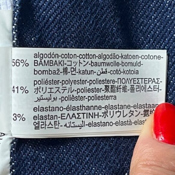 Zara Dark Wash Denim Cropped Mixed Media Halter Corset Top Hook Eye Closure Lrg - Picture 15 of 16